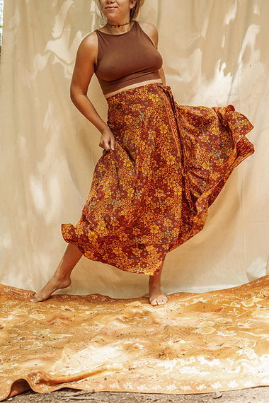 2 Layer Silk Wrap Skirt