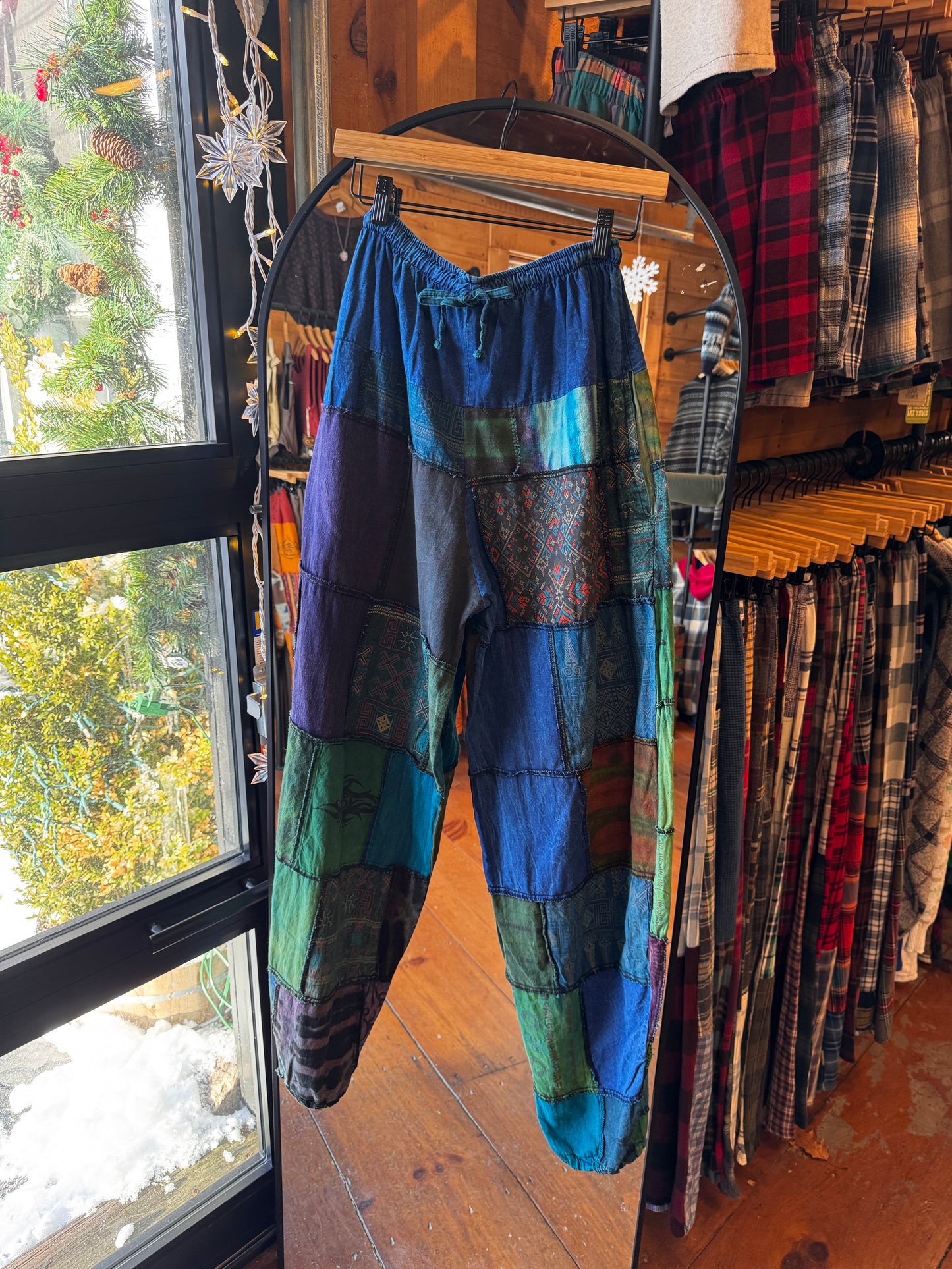 Recycled Patchwork Elastic Waist Joggers