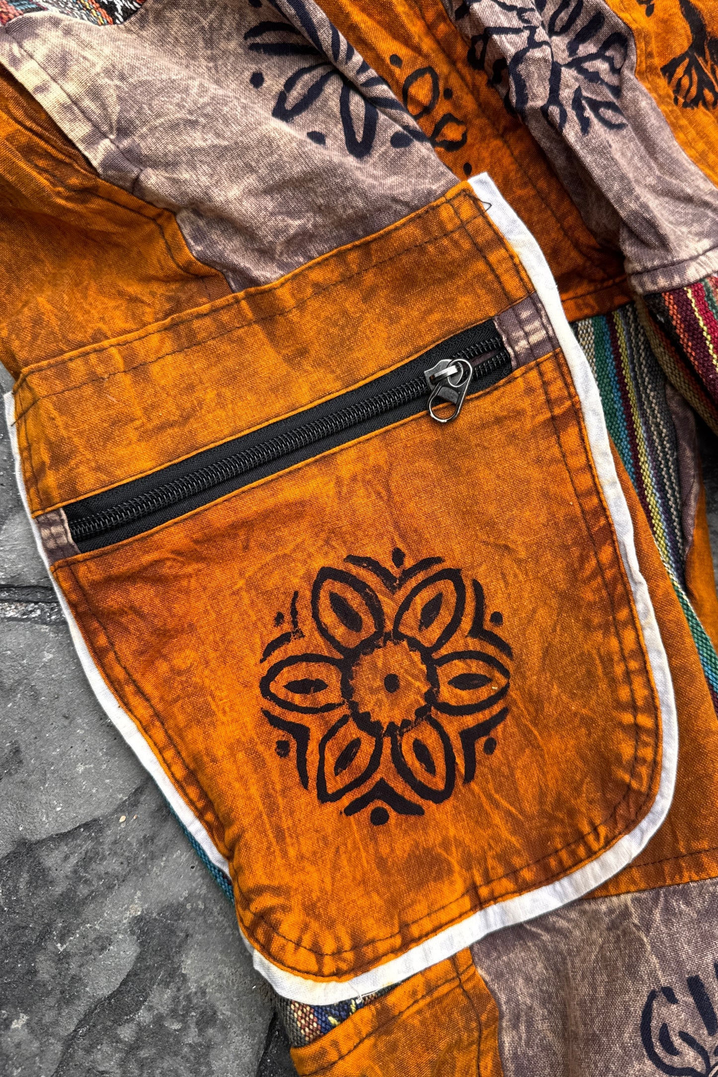 Block Print Patchwork Burnt Orange Trousers