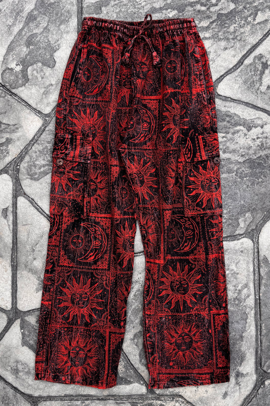 Burnt Orange Sun / Moon Print Trousers