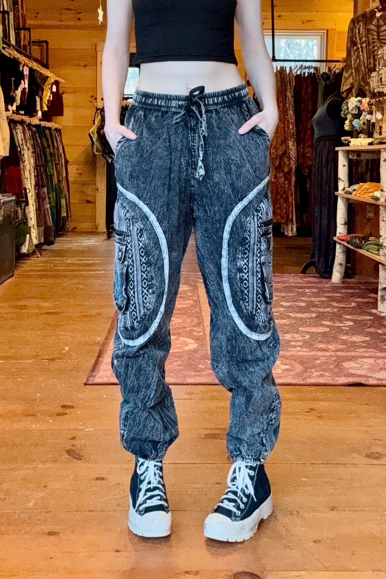 Peace & Om Symbol Cargo Joggers