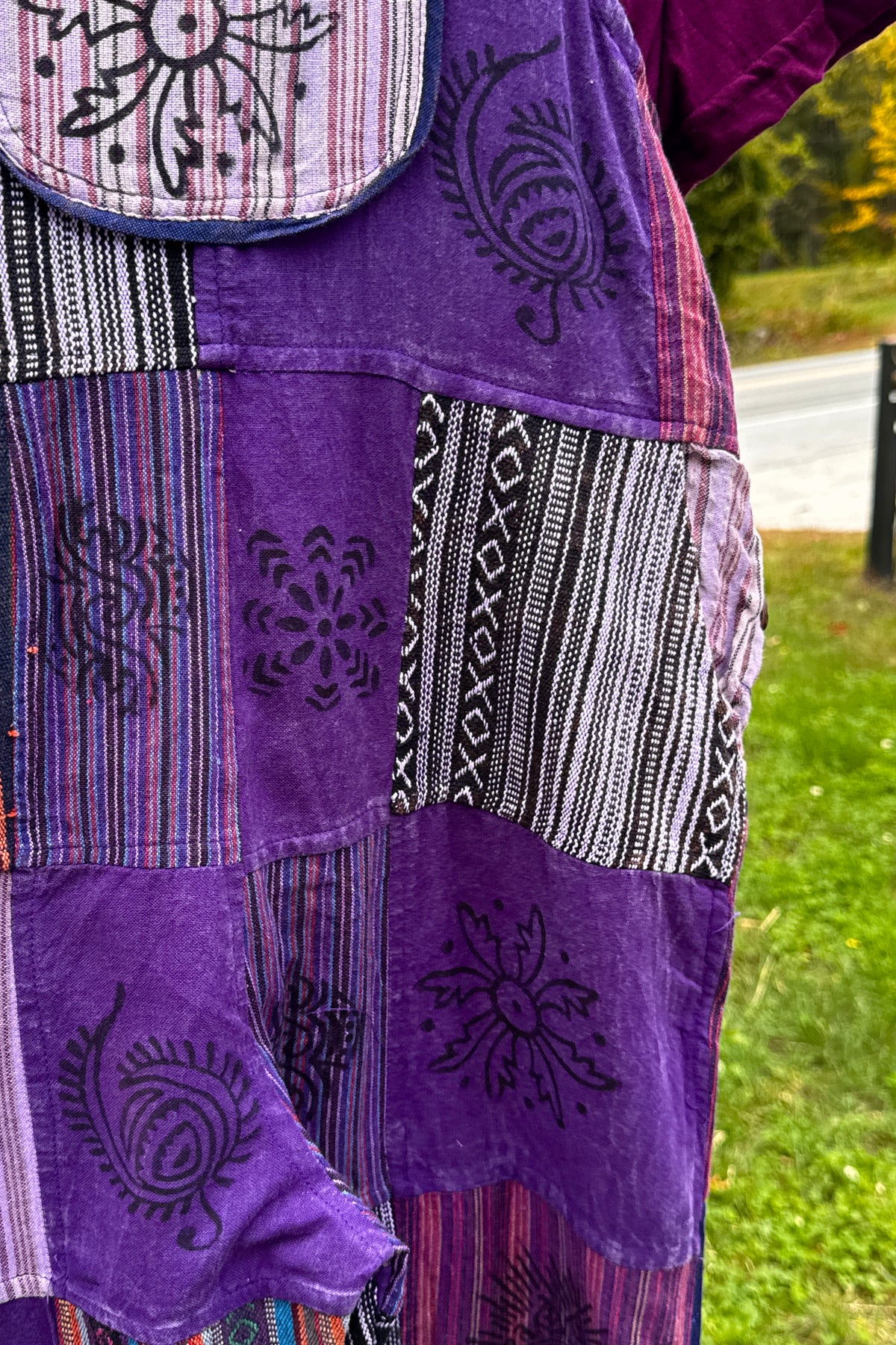 Patchwork Overalls in Purple