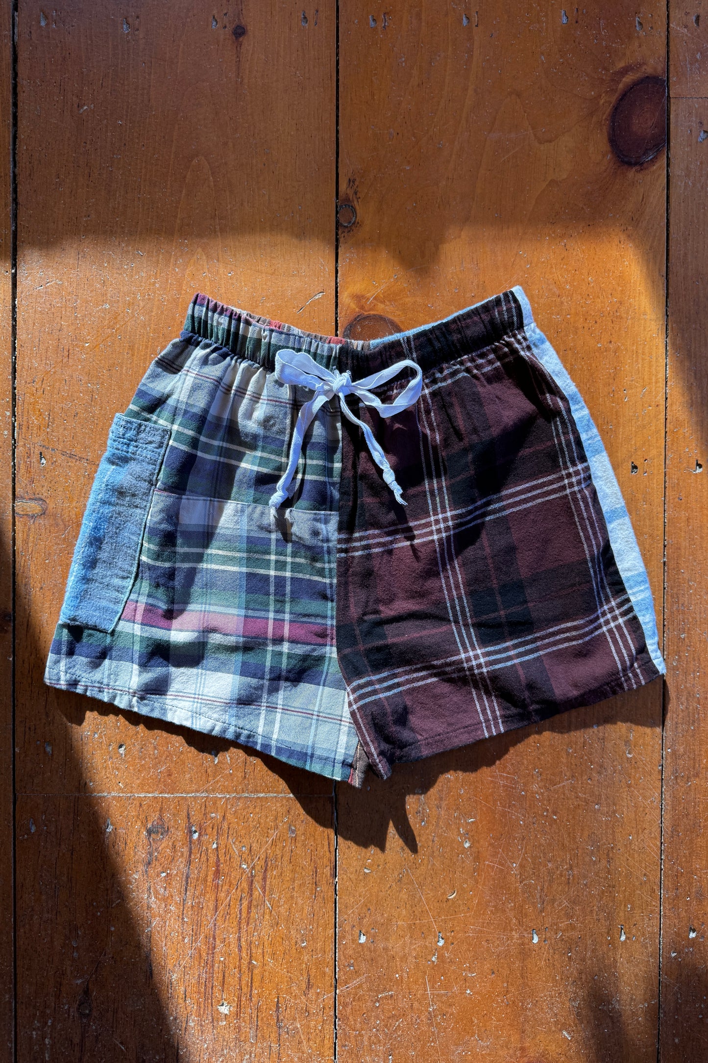 Upcycle Flannel Drawstring Shorts