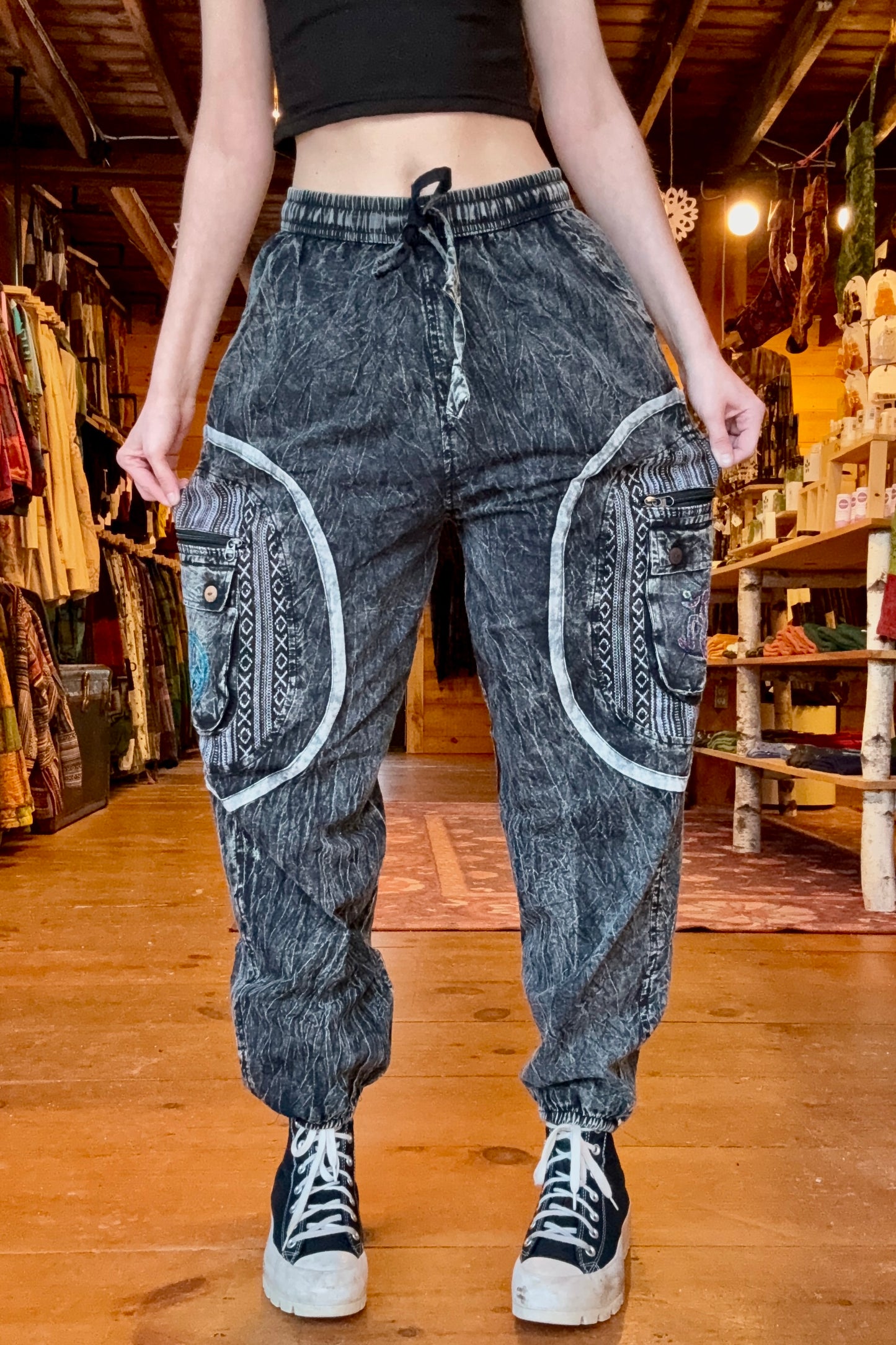 Peace & Om Symbol Cargo Joggers