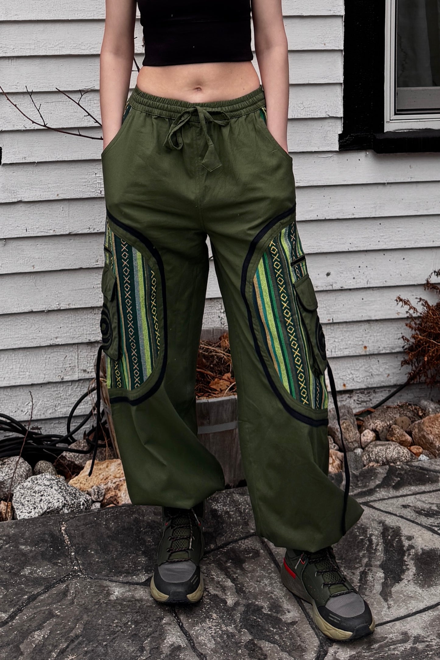 Swirl Detail Cargo Pocket Baggy Joggers