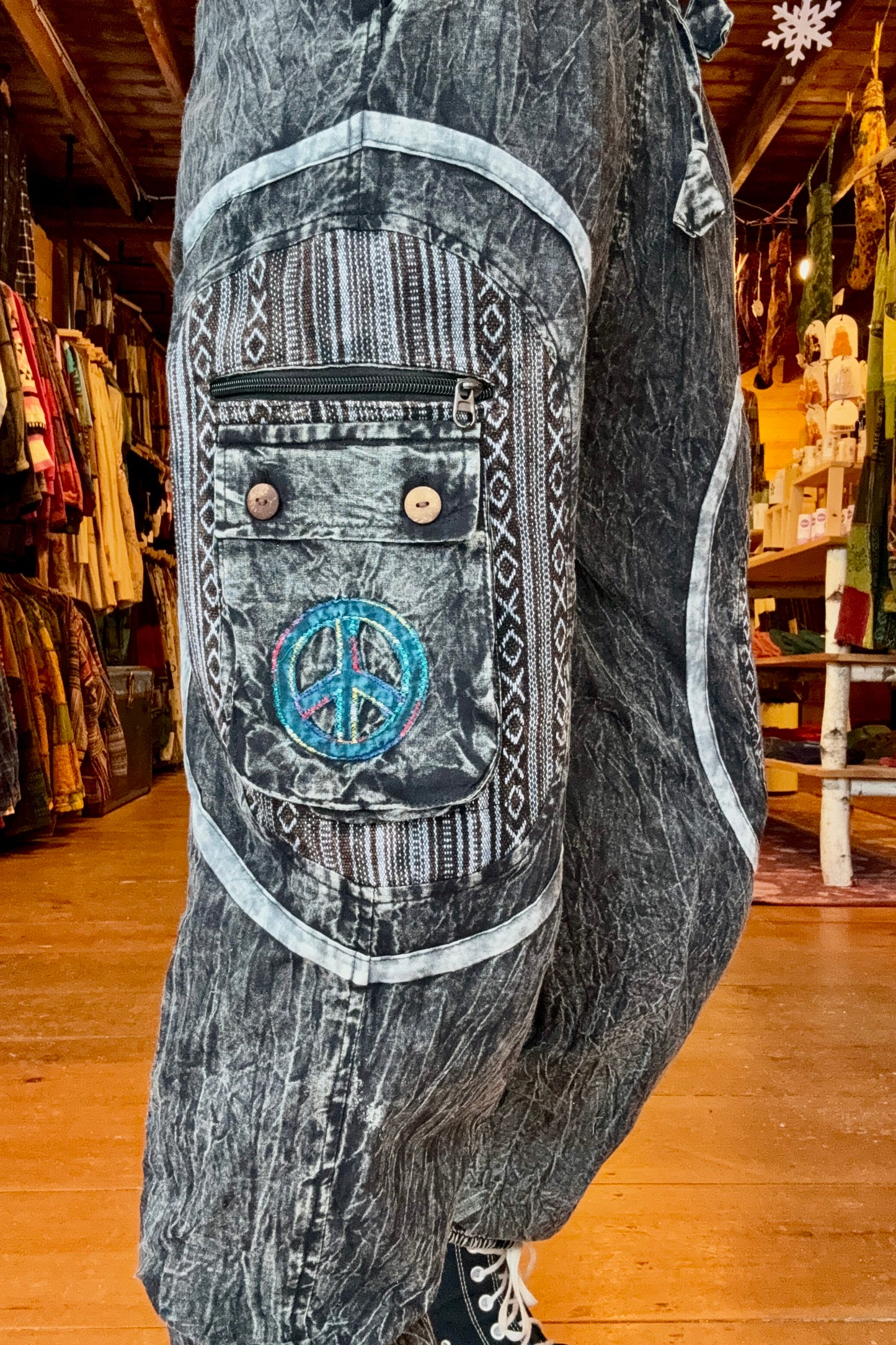 Peace & Om Symbol Cargo Joggers