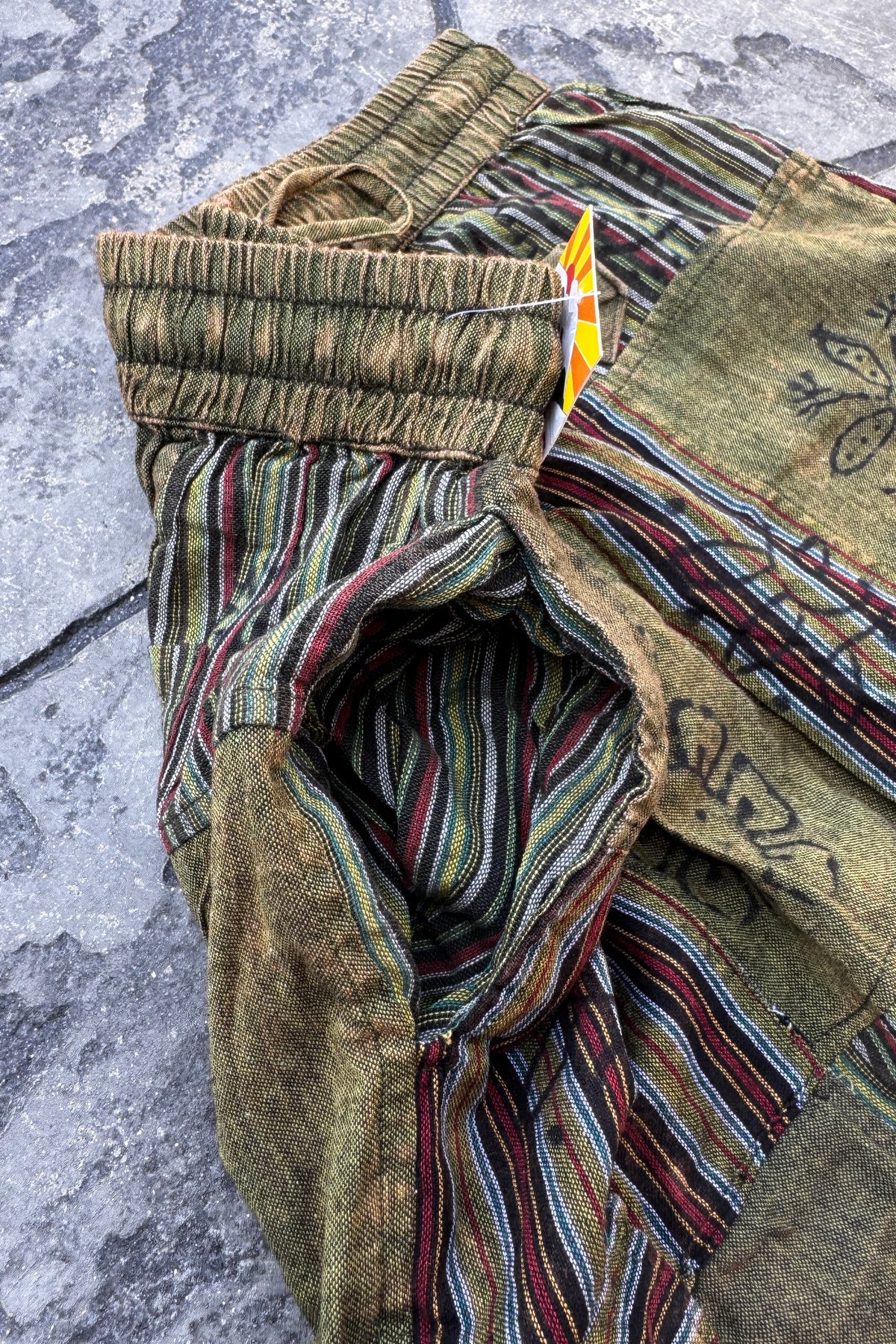 Sage Patchwork Joggers with Cargo Pockets
