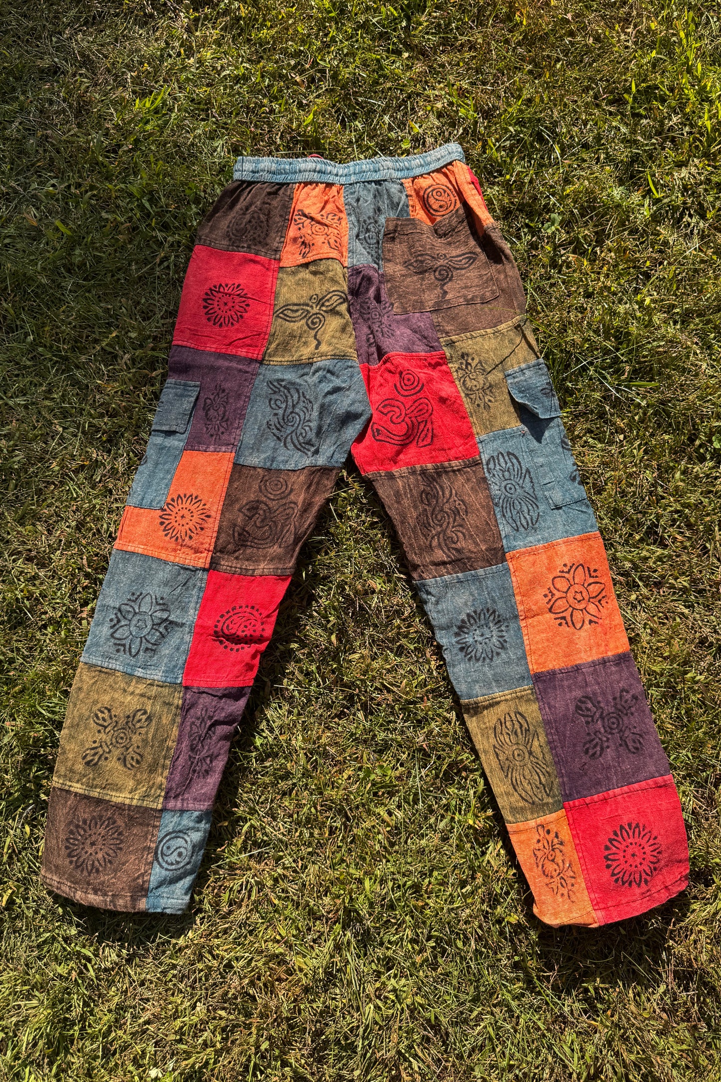Orange Patchwork Cargo Pants