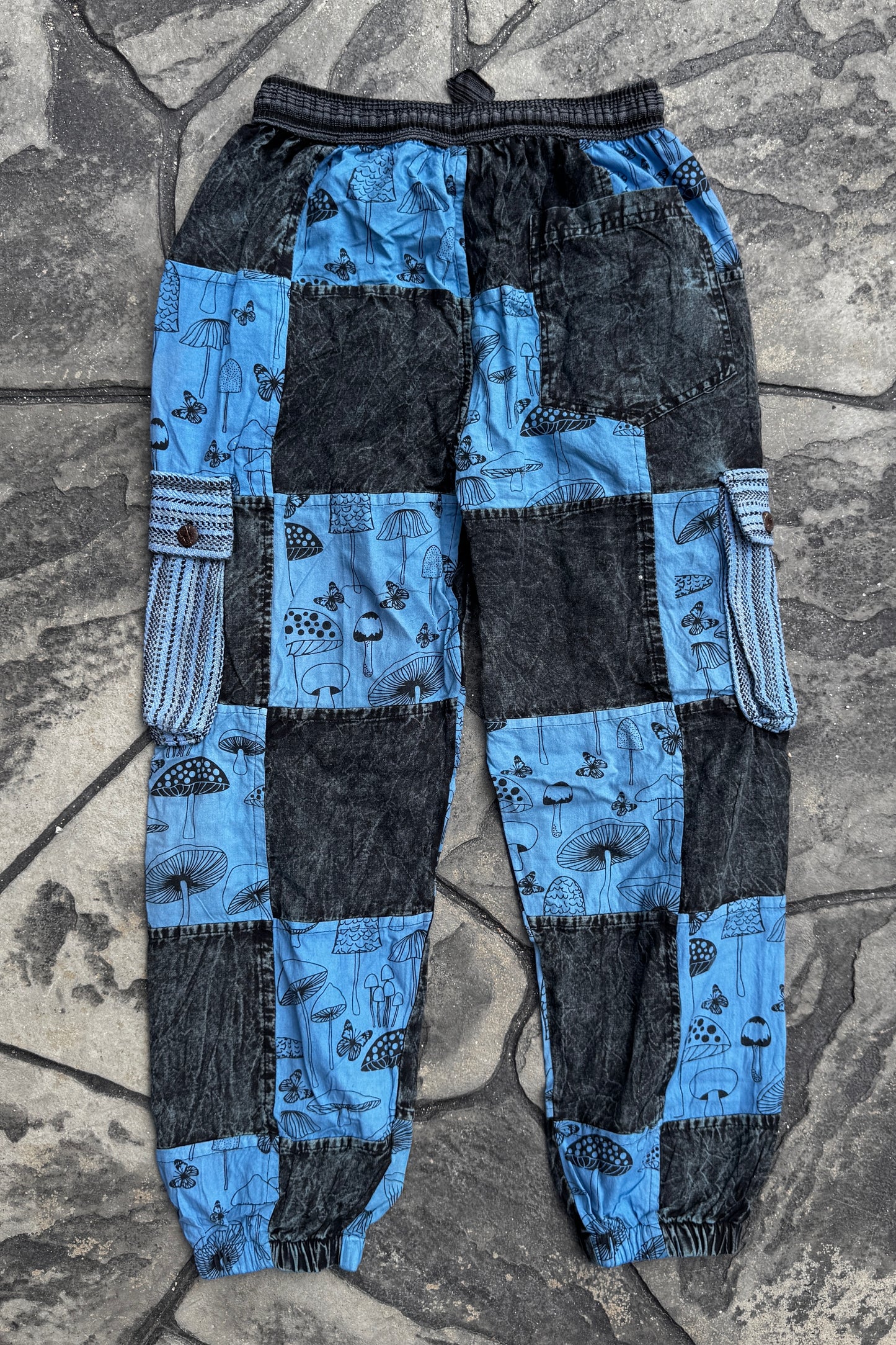 Mushroom Print Joggers in Blue