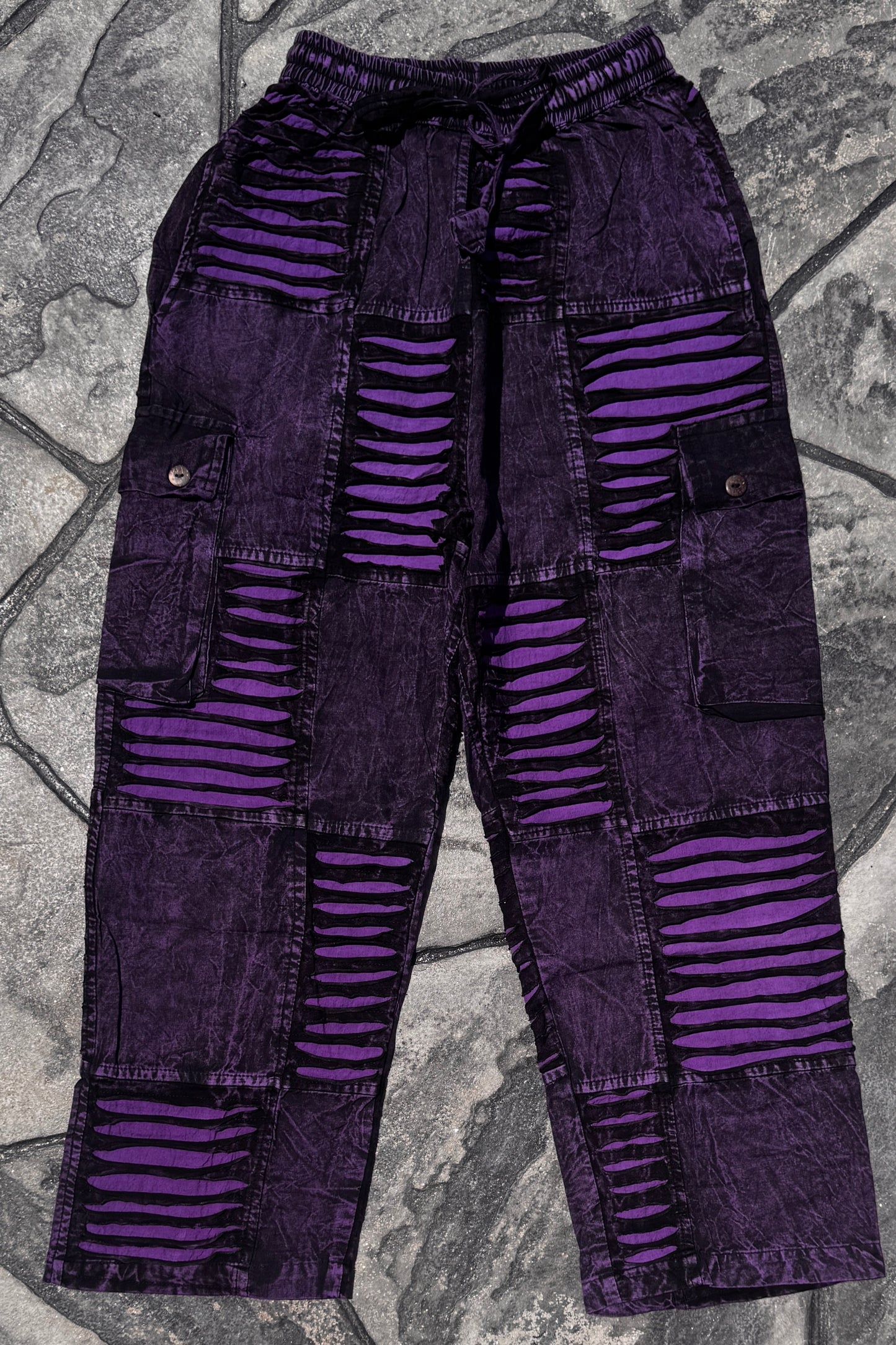 Purple Razor Cut Patchwork Pant