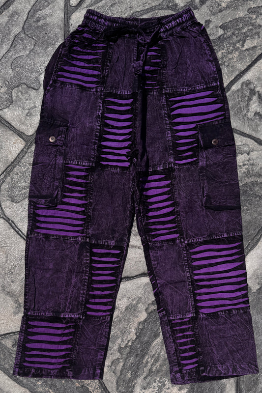 Purple Razor Cut Patchwork Pant