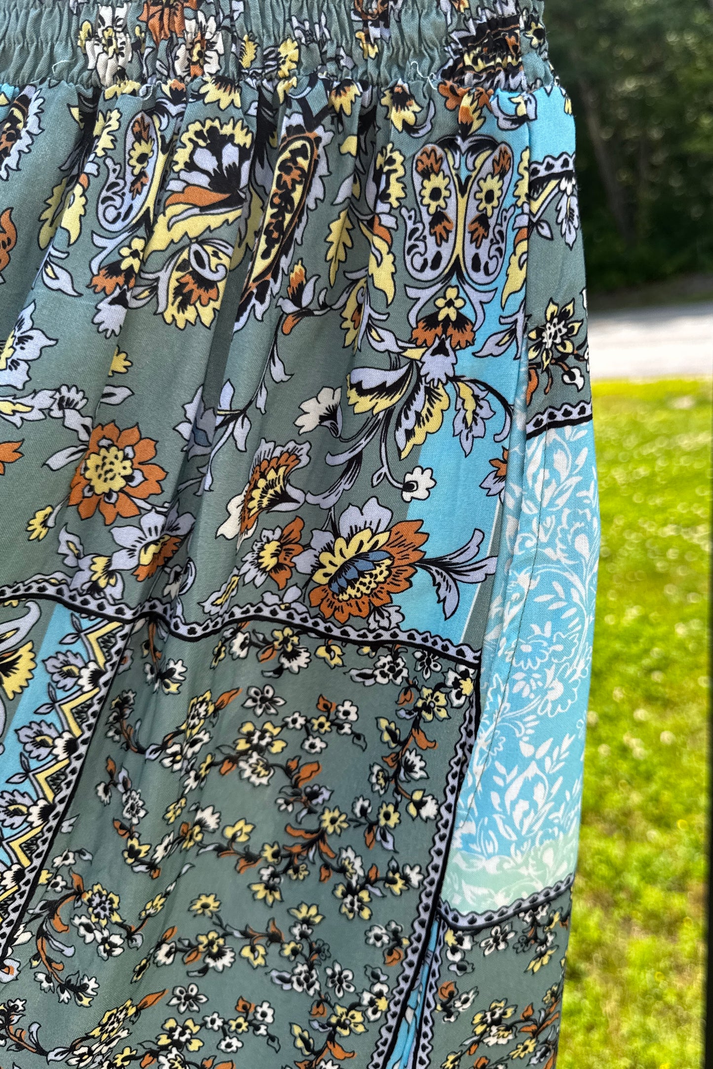 Smock Top Floral Print Dress w/ Pockets