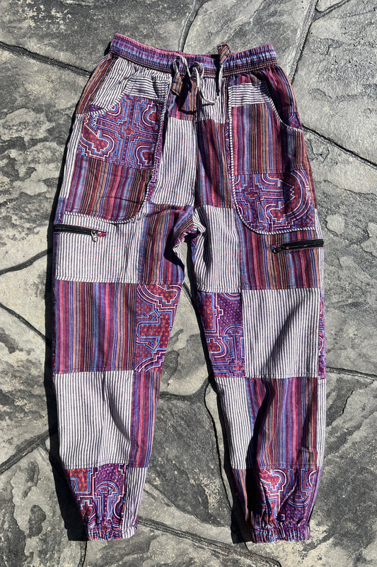 Cotton Patchwork Purple Jogger Pant
