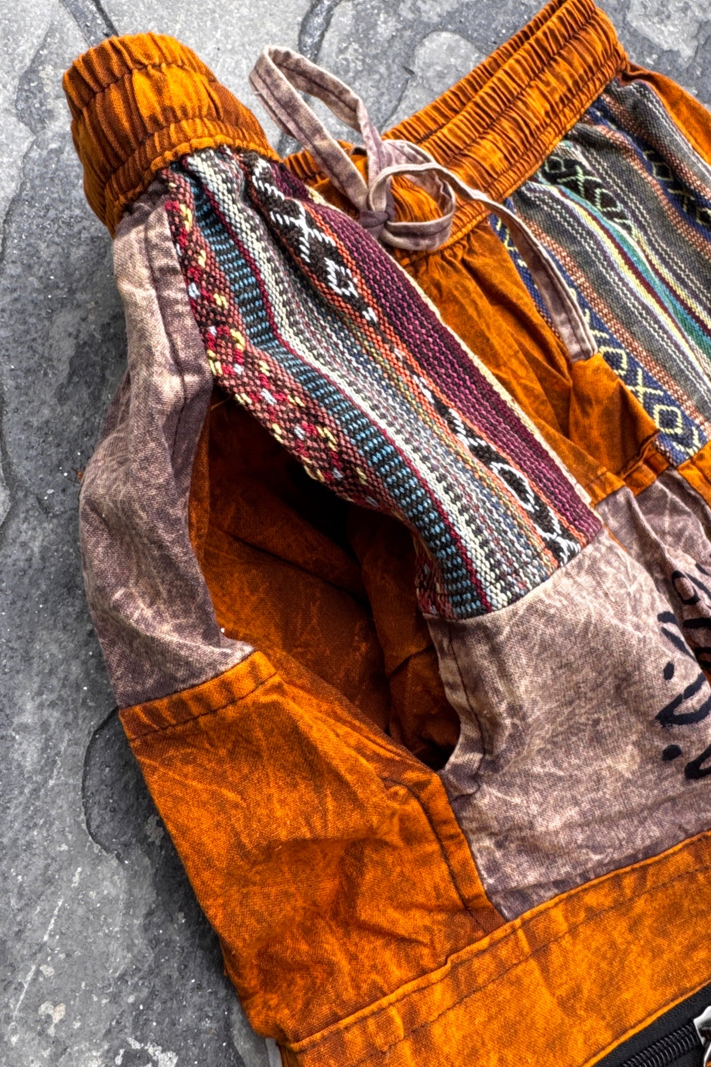 Block Print Patchwork Burnt Orange Trousers