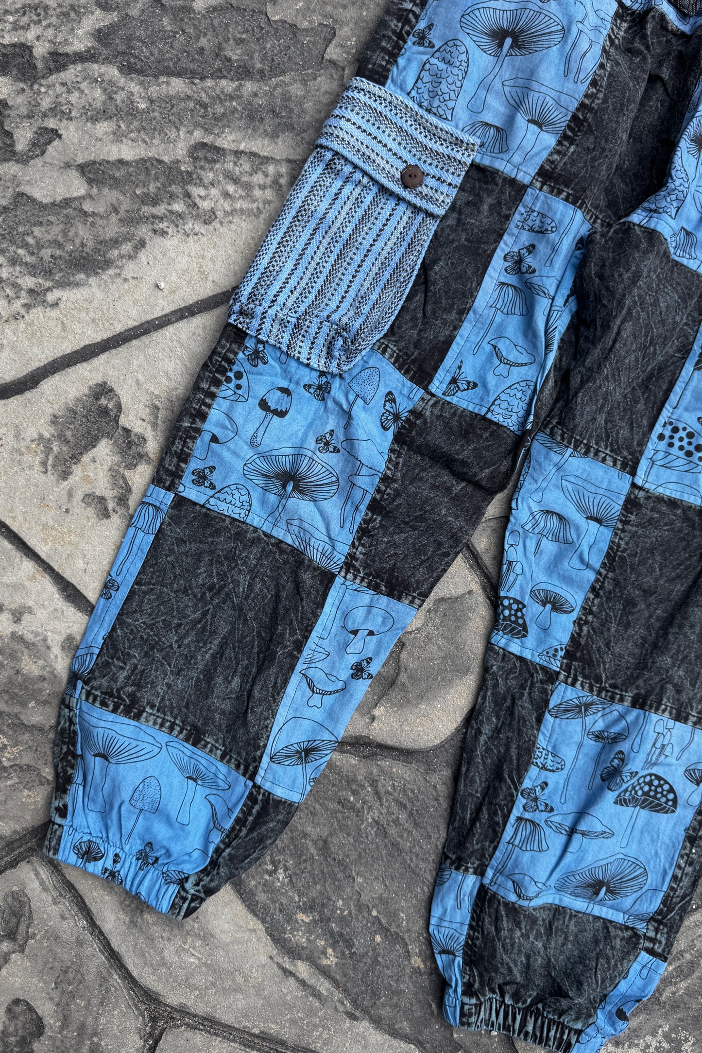 Mushroom Print Joggers in Blue