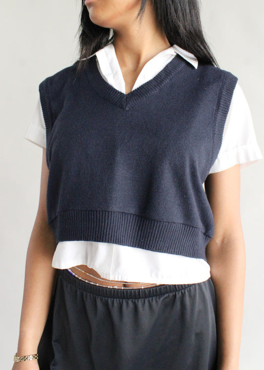 Recycled Cropped Sweater Vest
