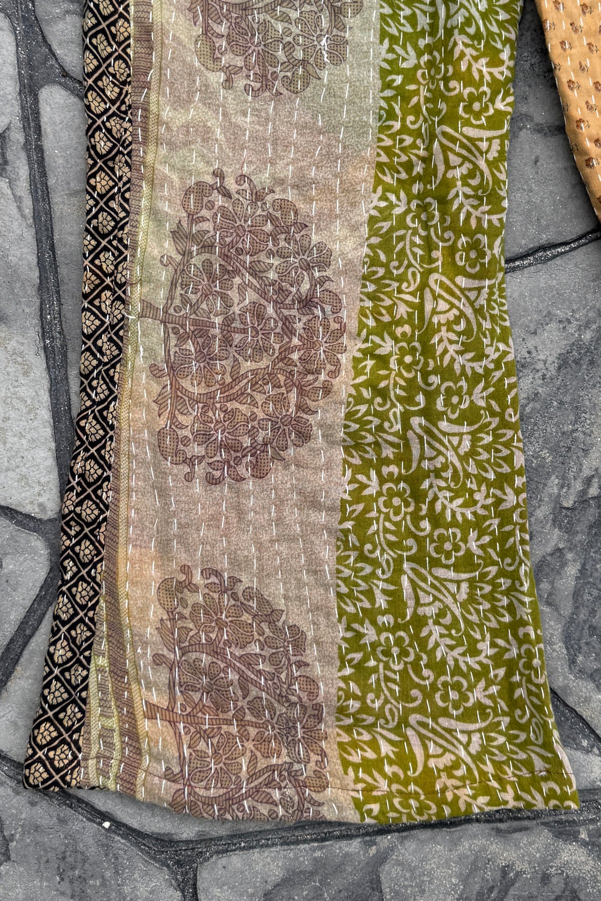 Quilted Kantha Wide Leg Pants