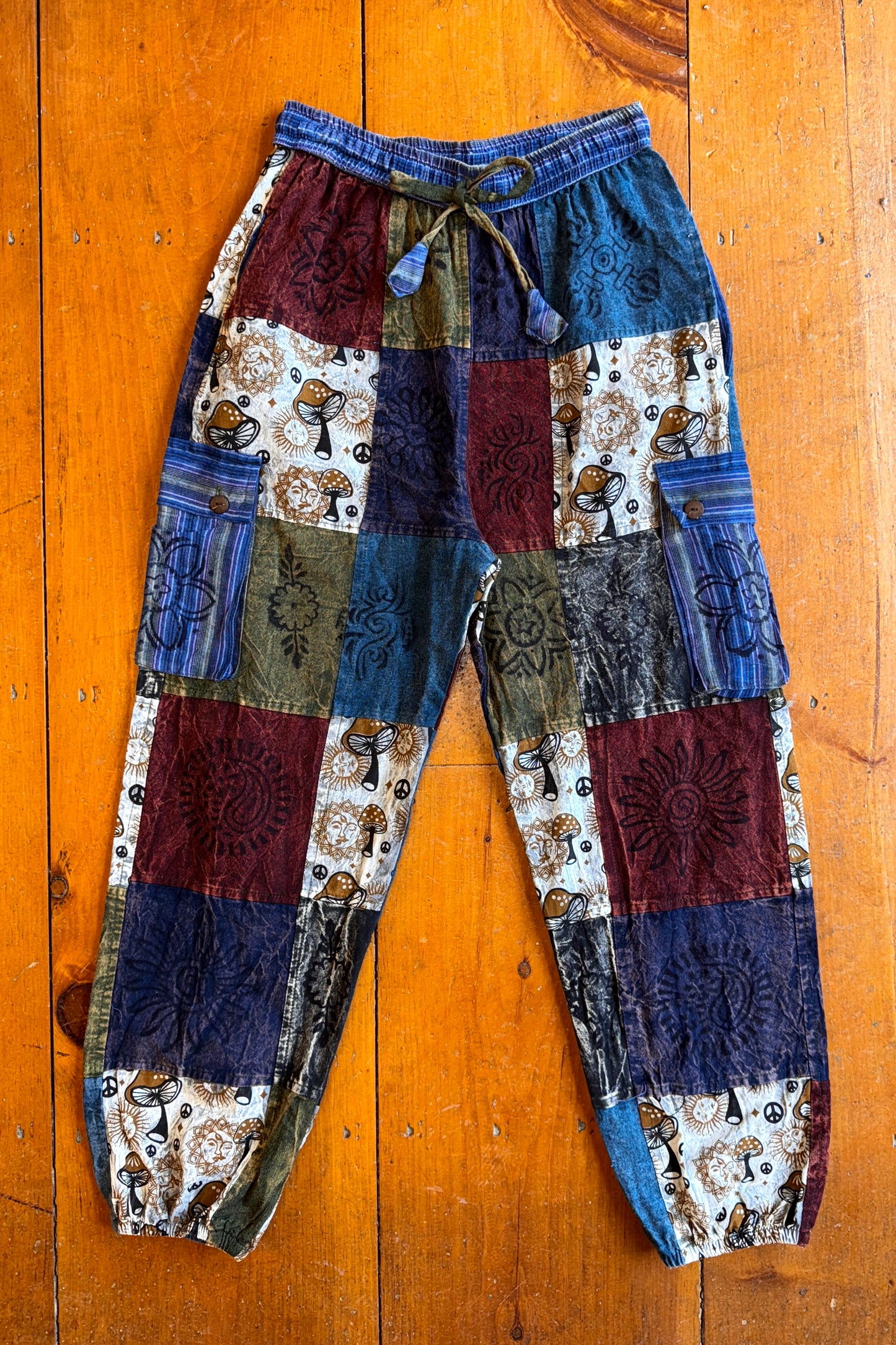 Earth Tone Patchwork Mushroom Joggers