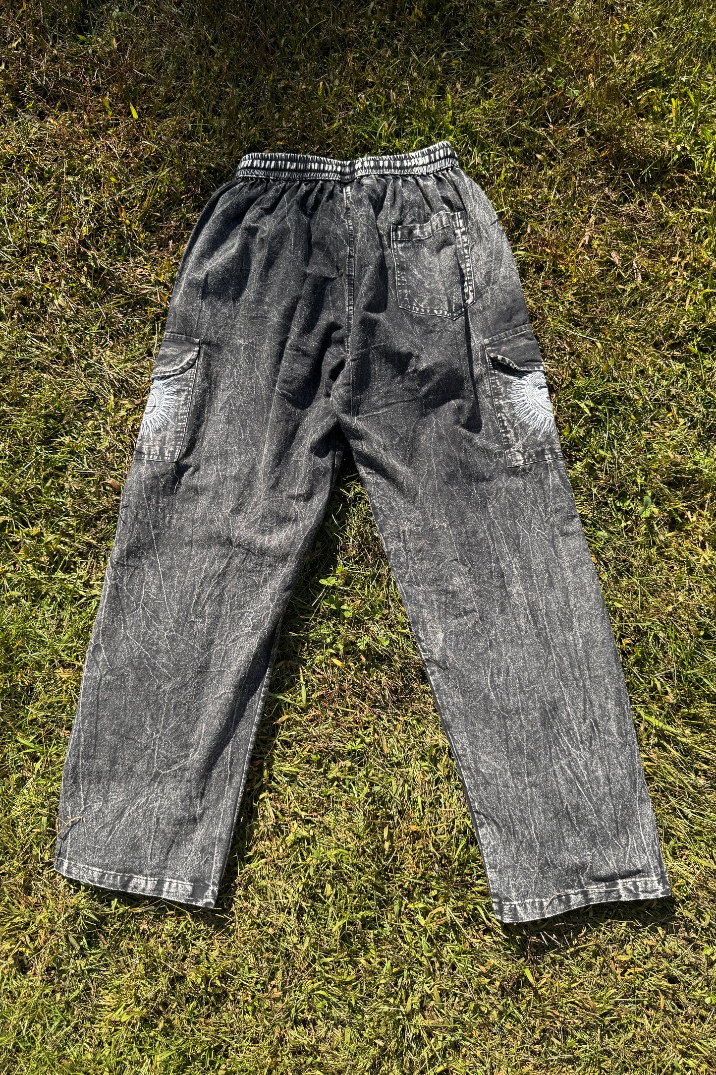 OM Symbol & Butterfly Cotton Cargo Pants