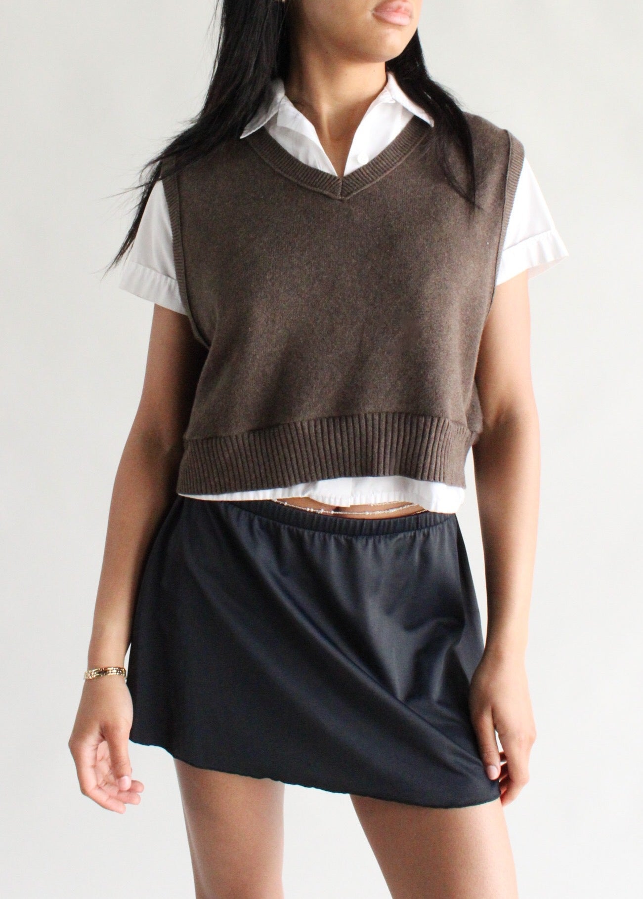 Recycled Cropped Sweater Vest