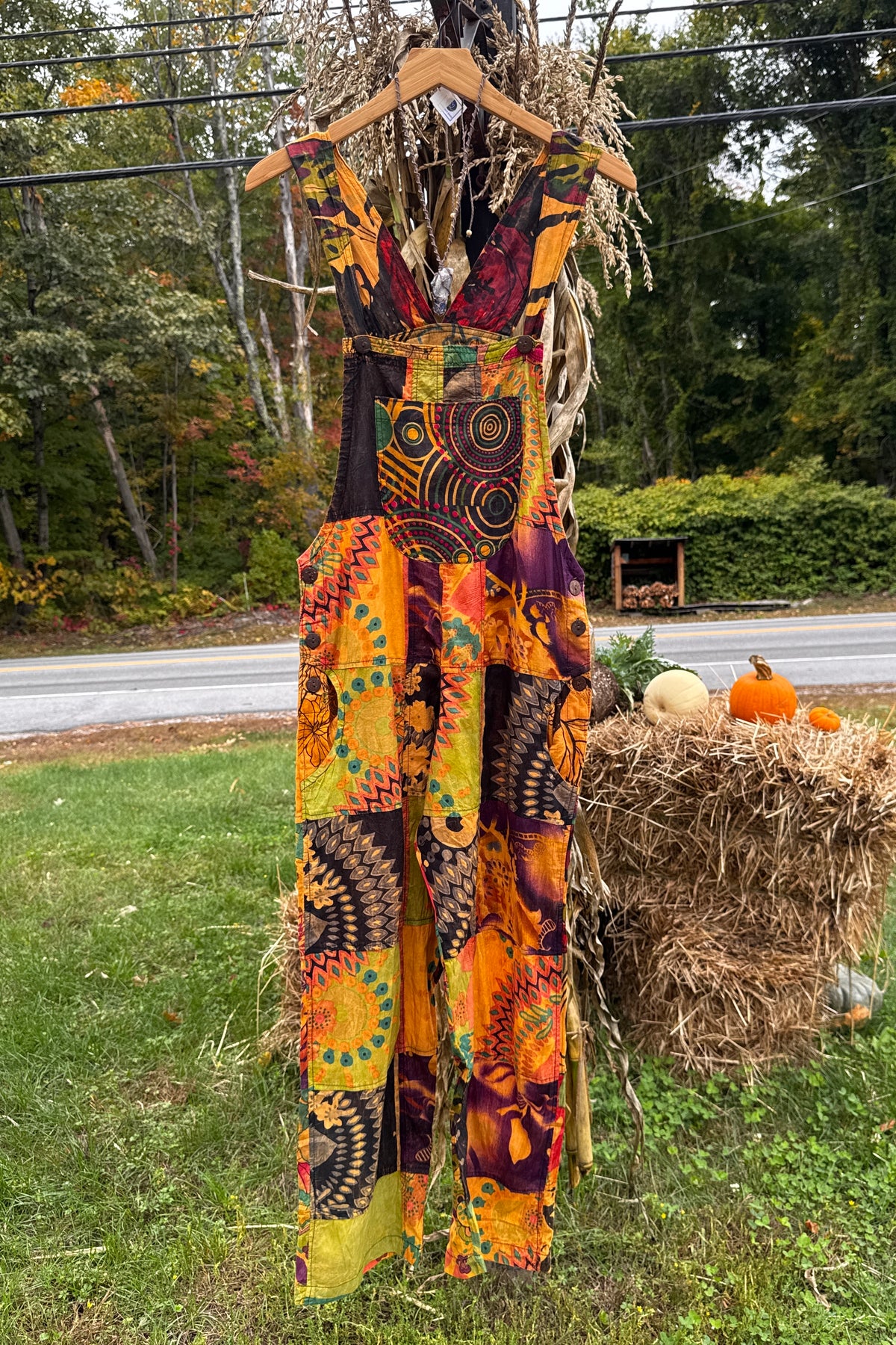 Multi Color Boho Print Overalls