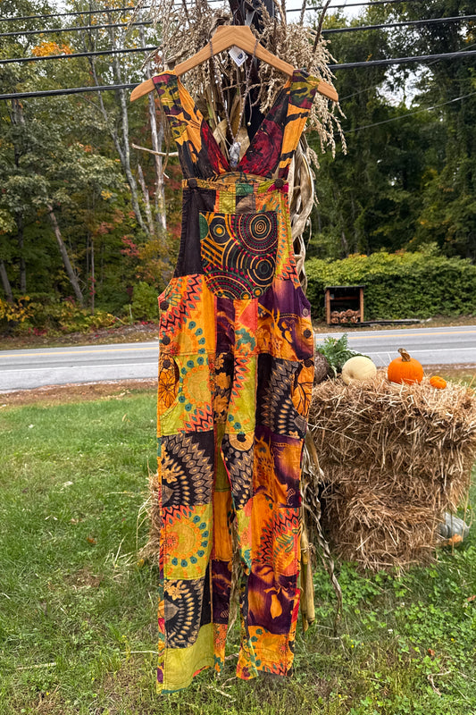 Multi Color Boho Print Overalls