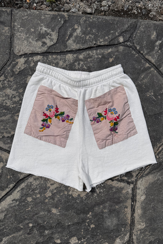 Upcycled Sweat Shorts w/ Embroidered Pockets