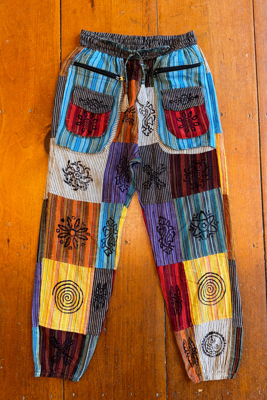 Multi-Patch Pants with Zipper Pockets