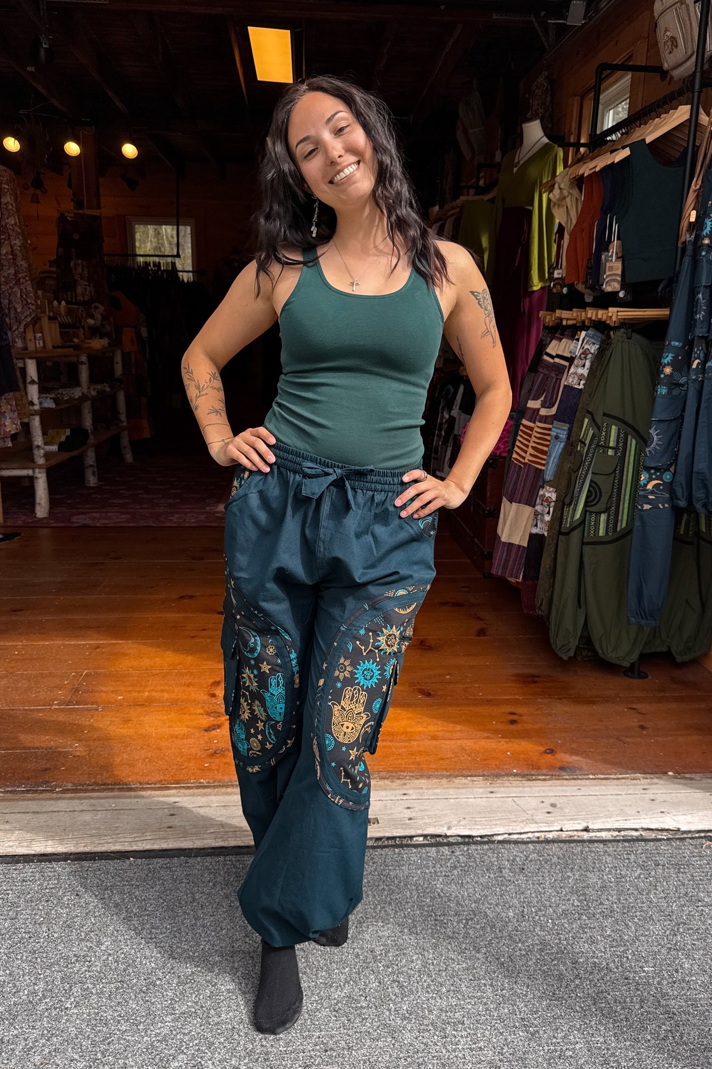 Unisex Baggy Jogger Cargos w/ Sun and Moon Print
