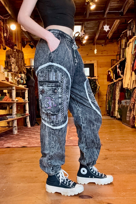 Peace & Om Symbol Cargo Joggers
