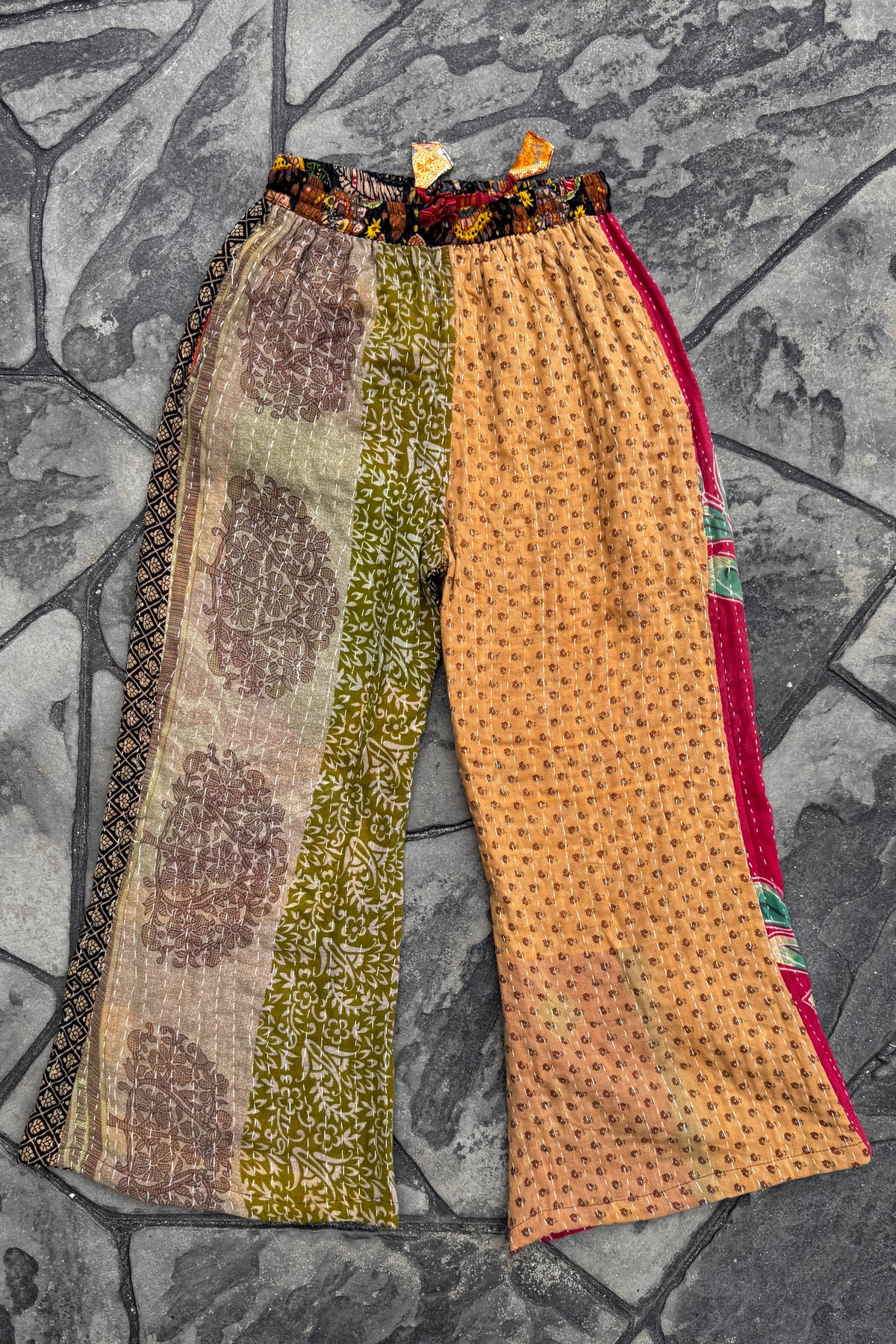 Quilted Kantha Wide Leg Pants