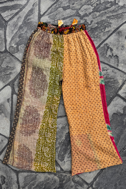 Quilted Kantha Wide Leg Pants