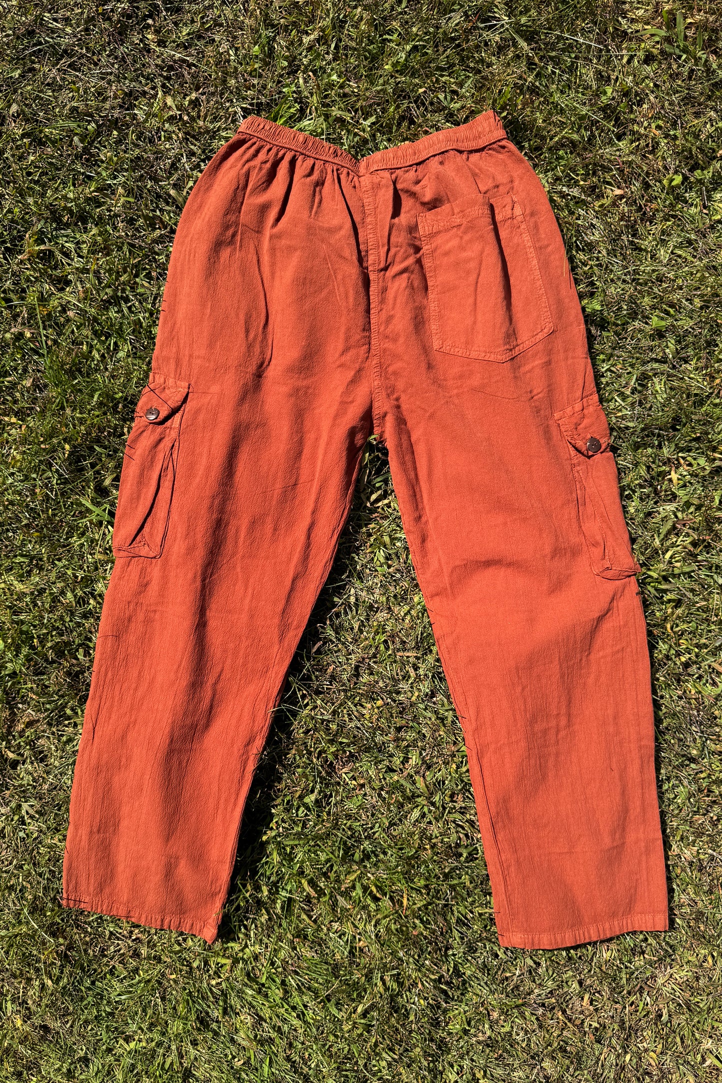 Cotton Wash Cargo Pant in Orange