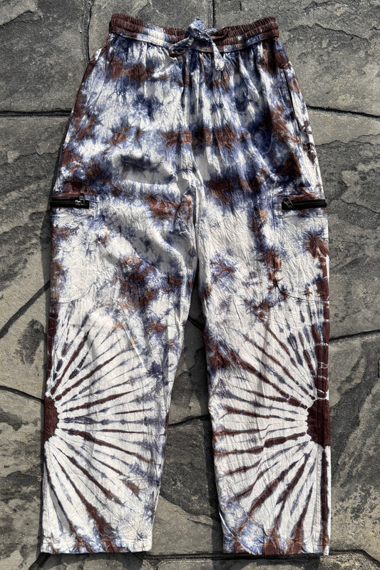 Tie Dye Straight Leg Cut Pants w/ Zipper Pockets