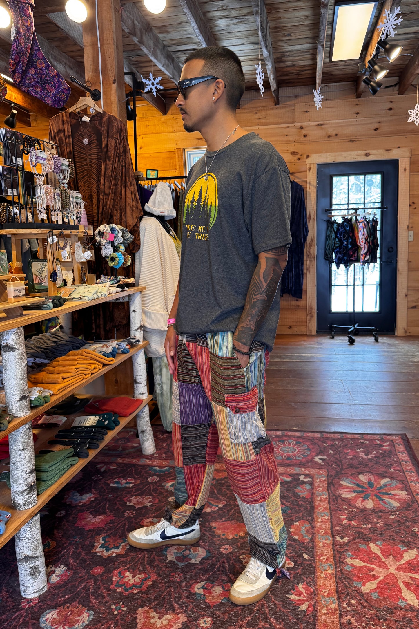 Stripe Patchwork Pant w/ Tie Cuffs