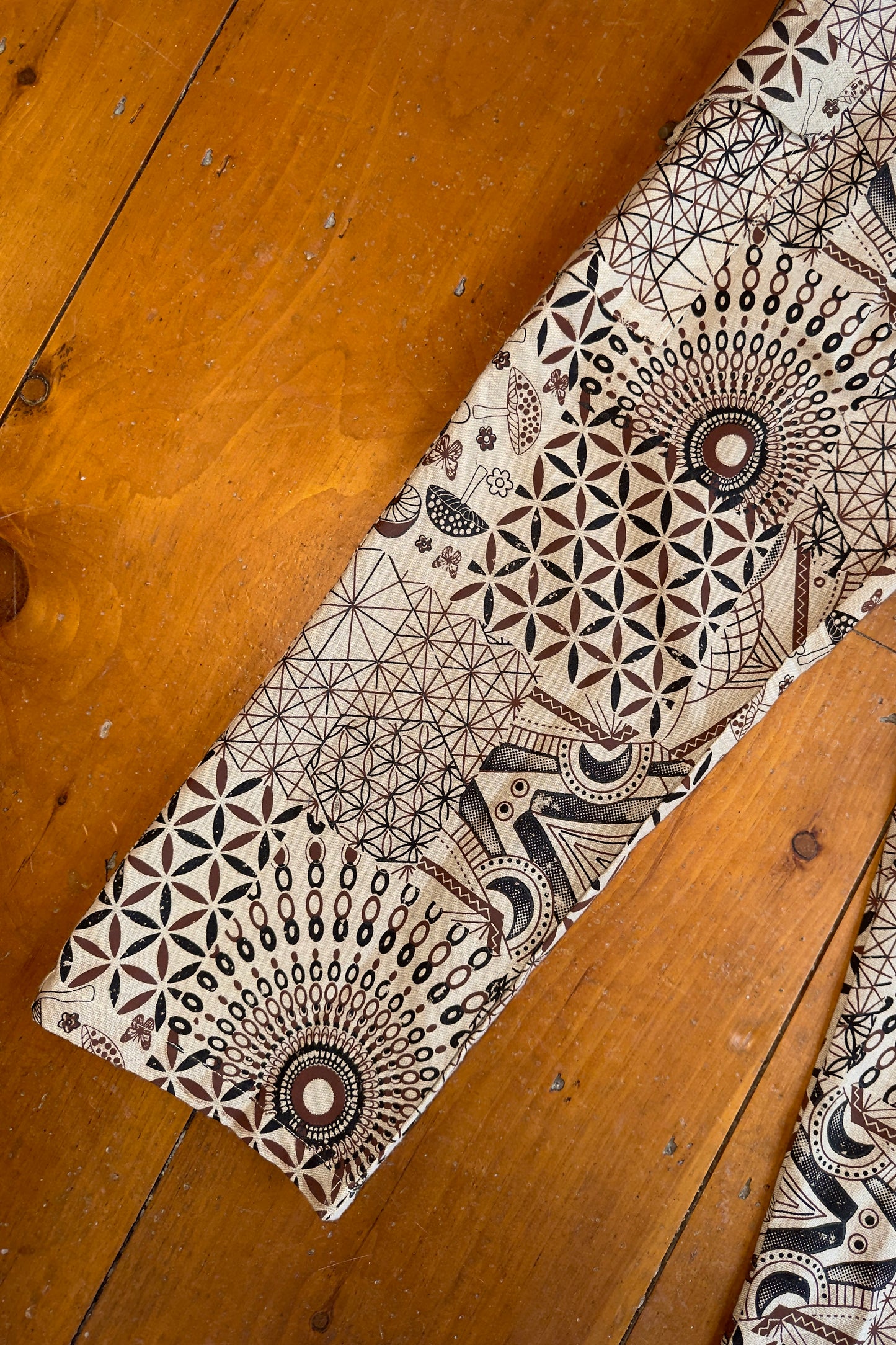 Beige Multi-Print Mushroom Trousers