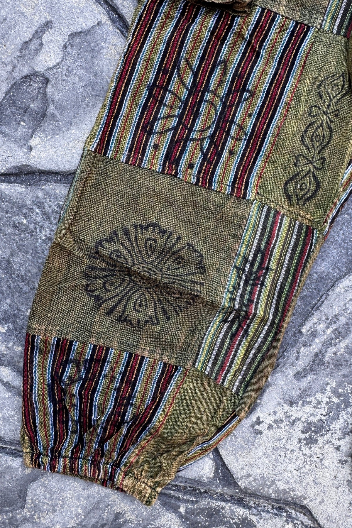 Sage Patchwork Joggers with Cargo Pockets