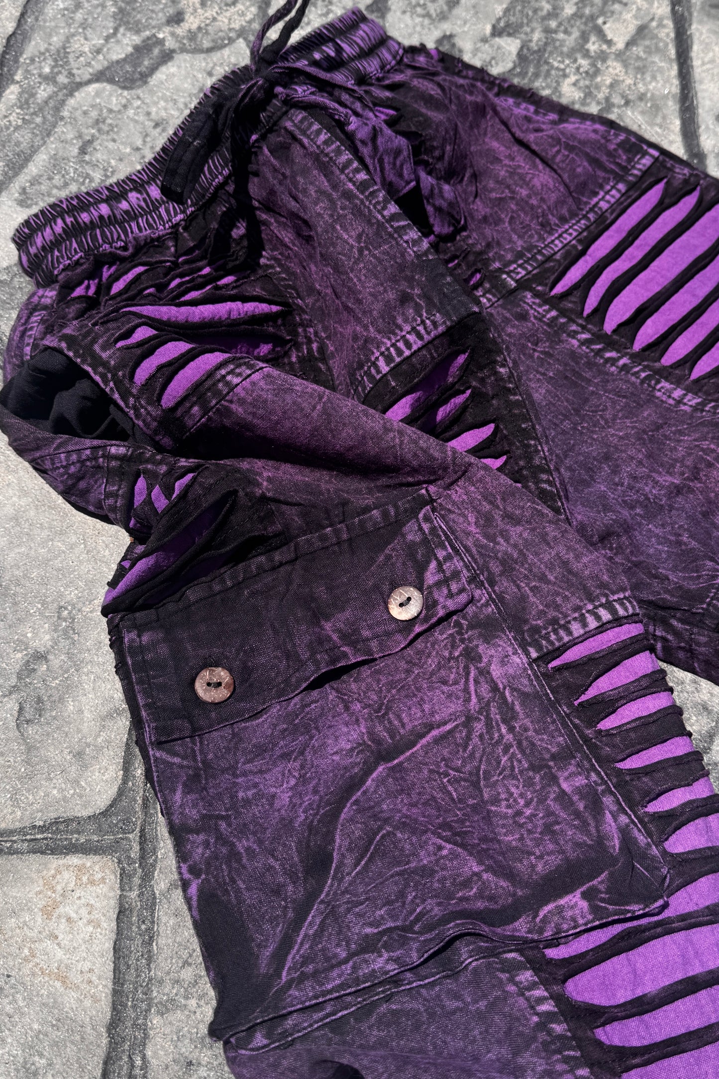 Purple Razor Cut Patchwork Pant