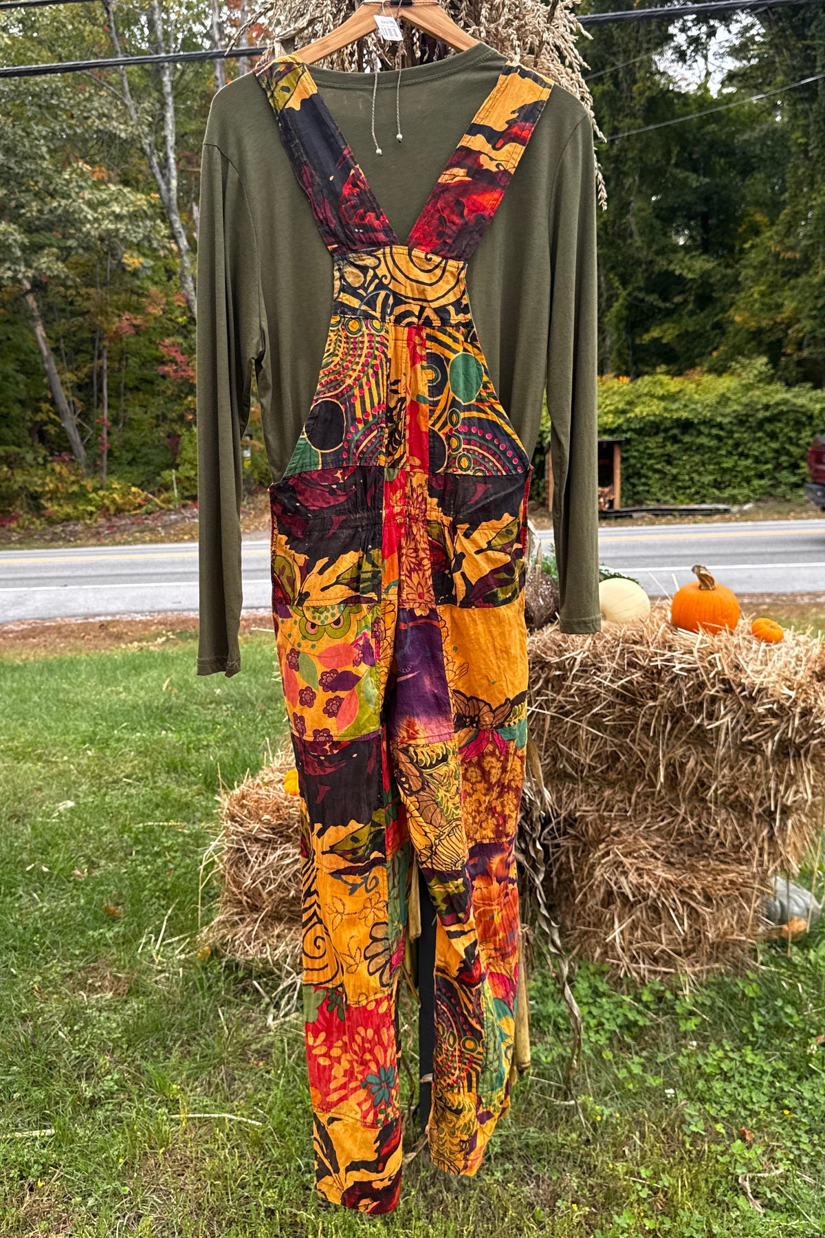 Multi Color Boho Print Overalls
