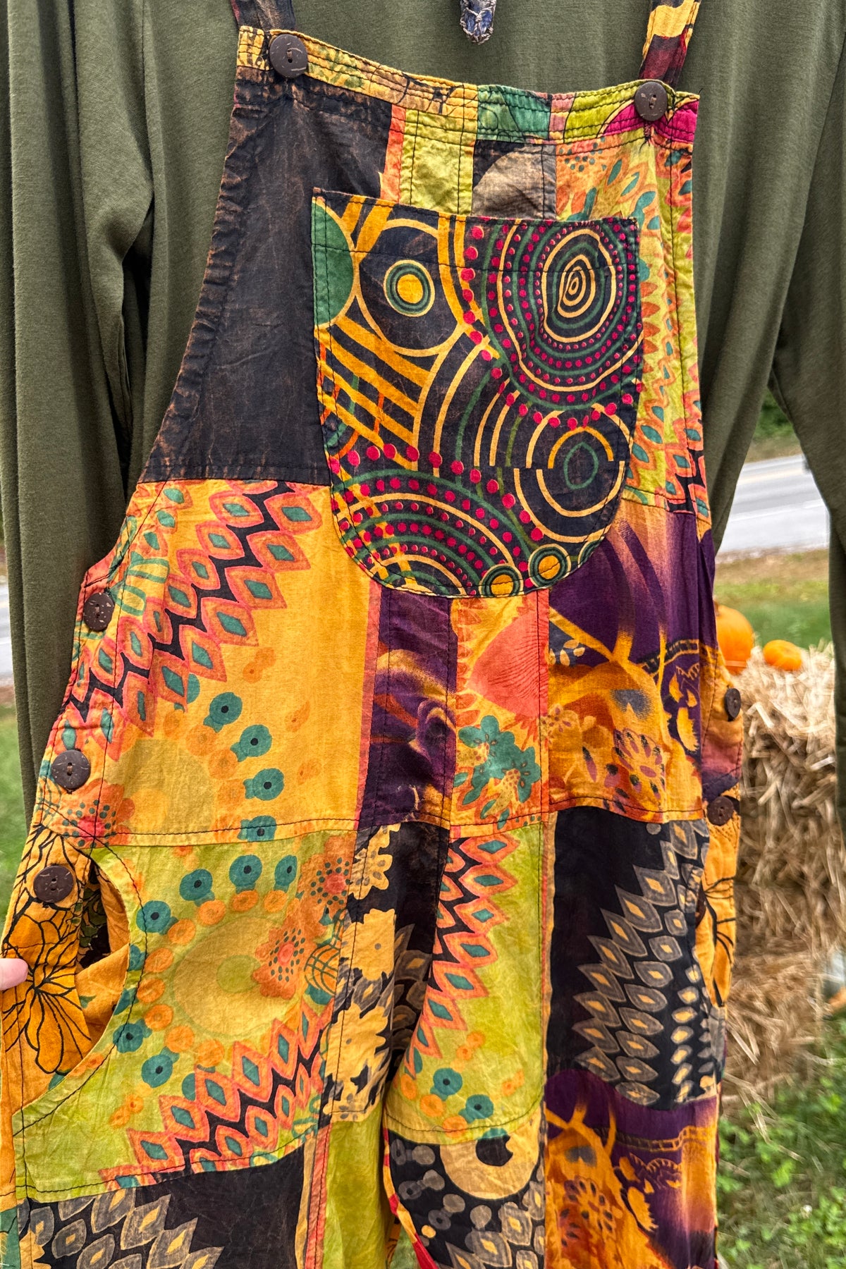 Multi Color Boho Print Overalls