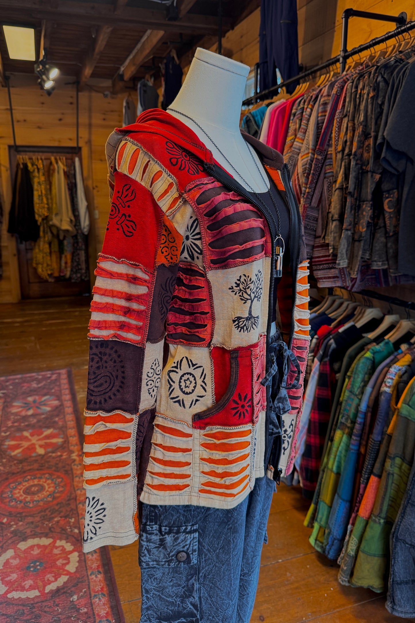 LAST CALL SIZE S | Cotton Razor Cut Zip-Up Jacket in Rust
