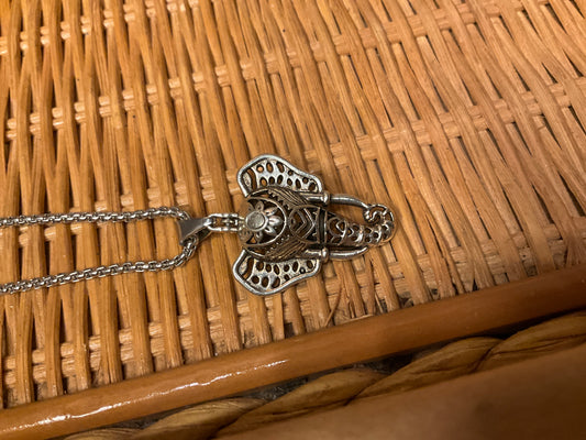 Elephant Long Silver Necklace