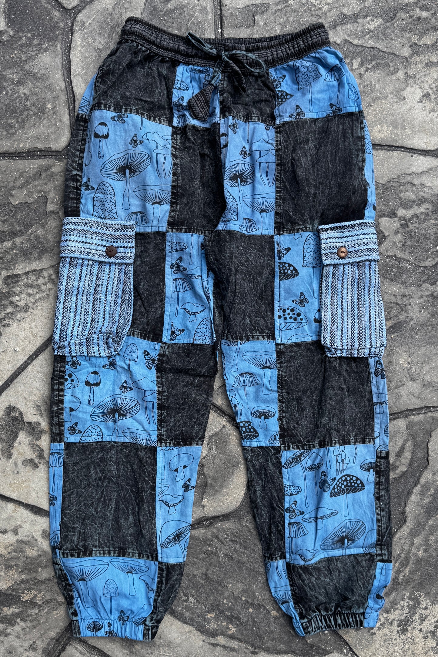 Mushroom Print Joggers in Blue