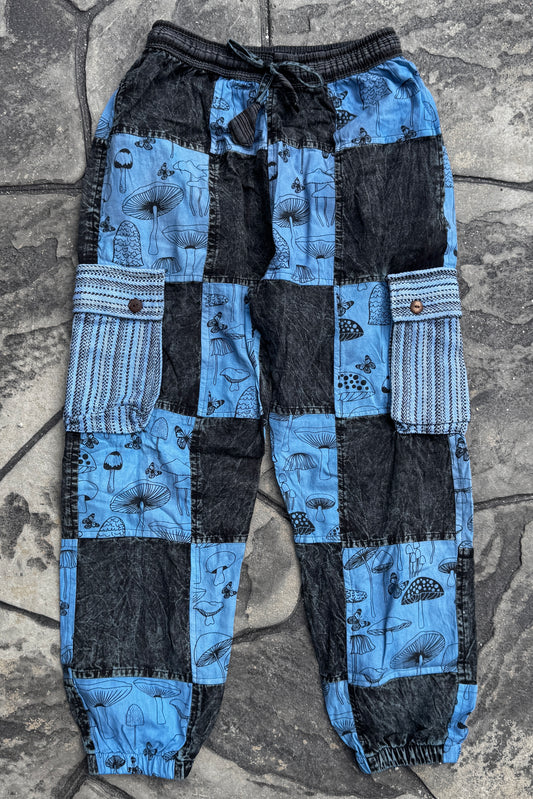 Mushroom Print Joggers in Blue