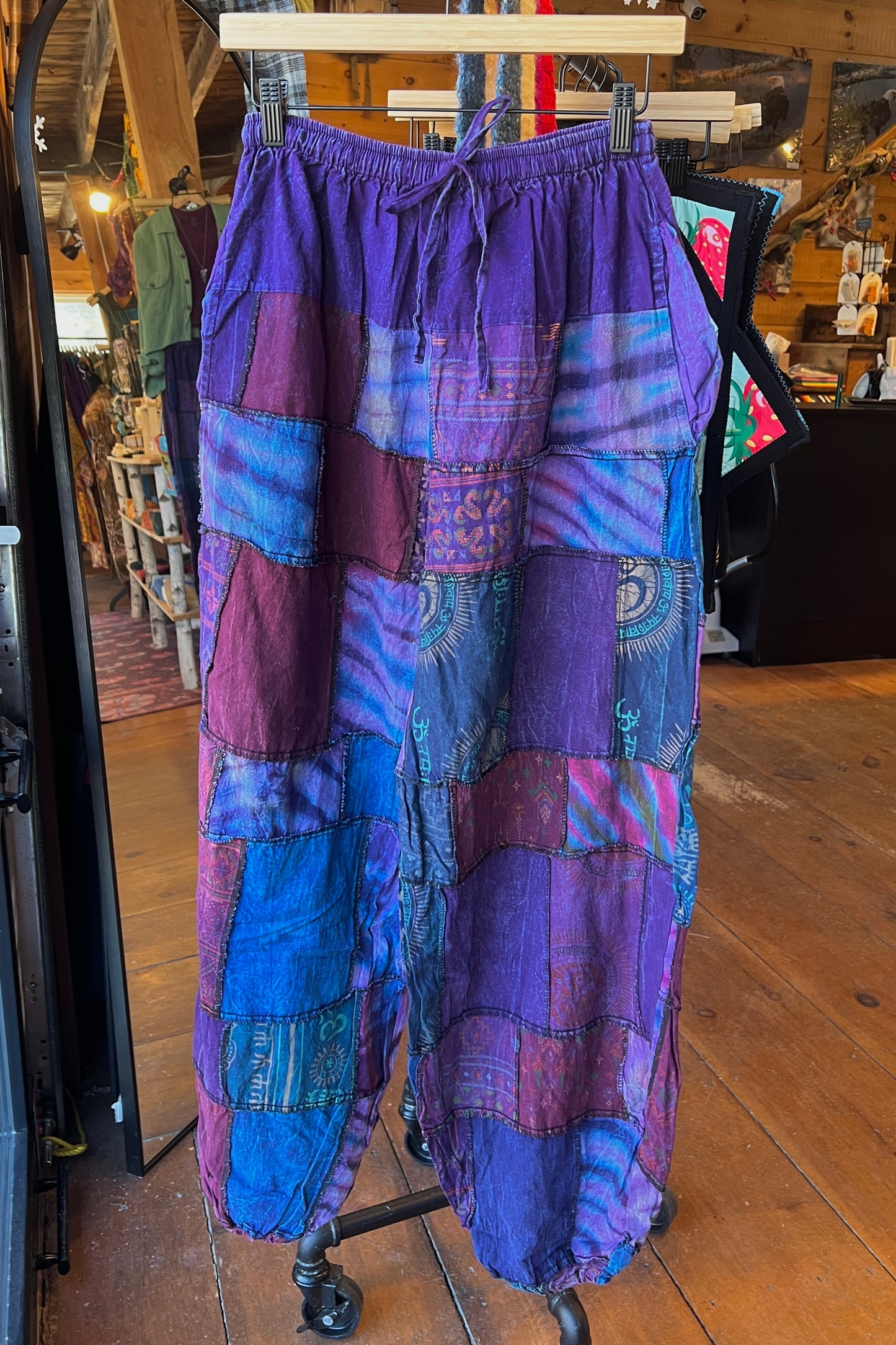 Recycled Patchwork Elastic Waist Joggers