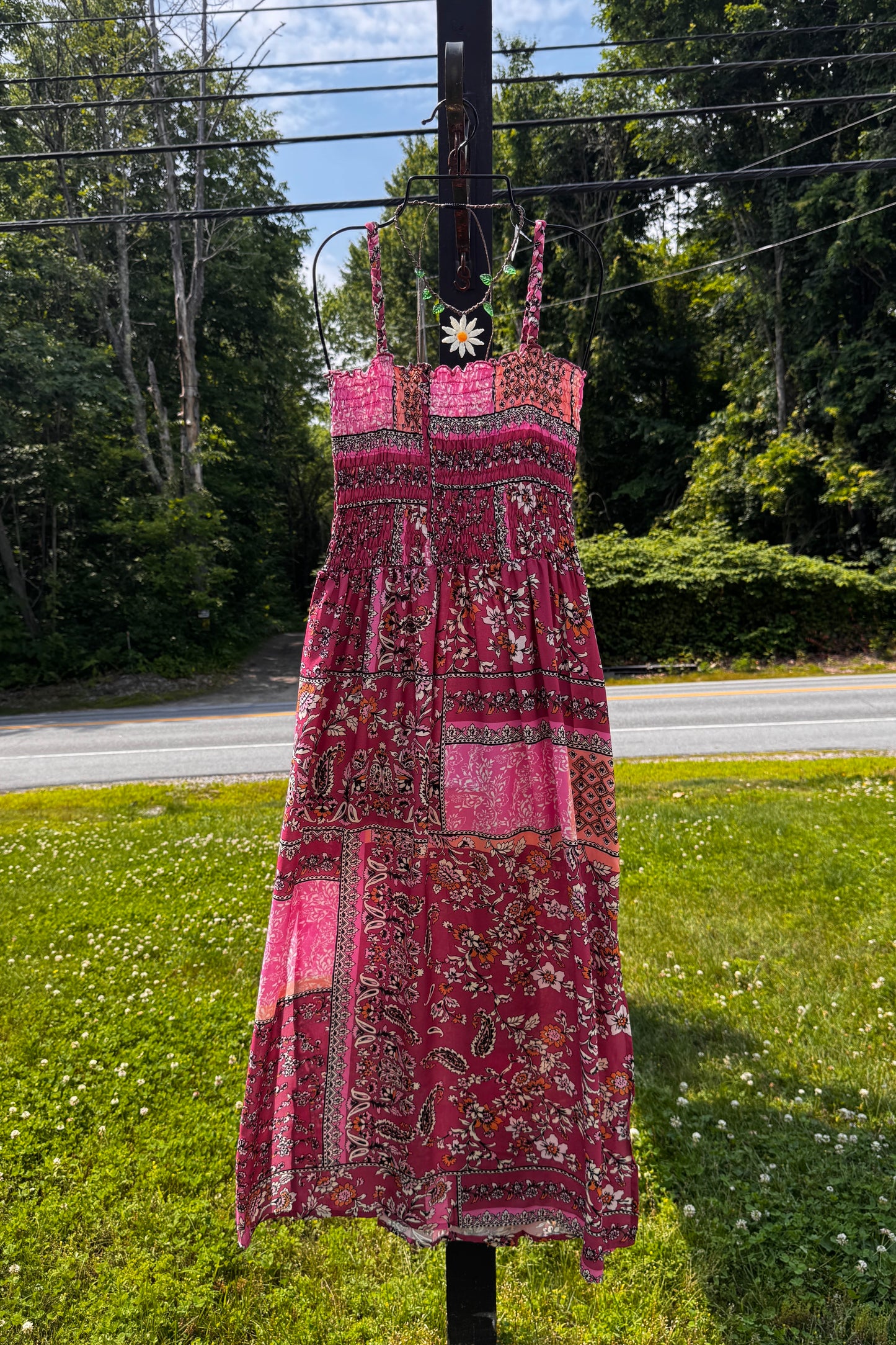 Smock Top Floral Print Dress w/ Pockets
