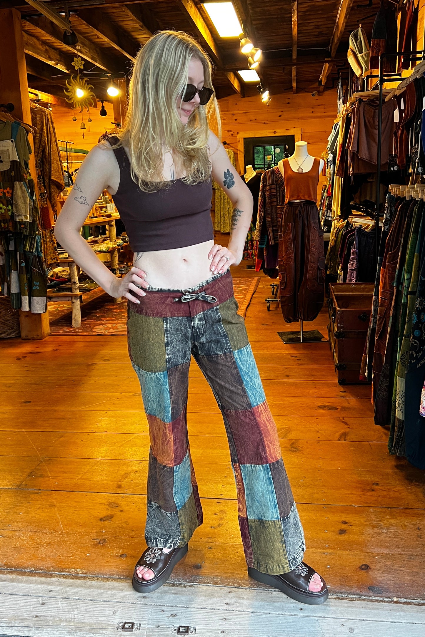 Multi-Color Stonewash Patch Trousers