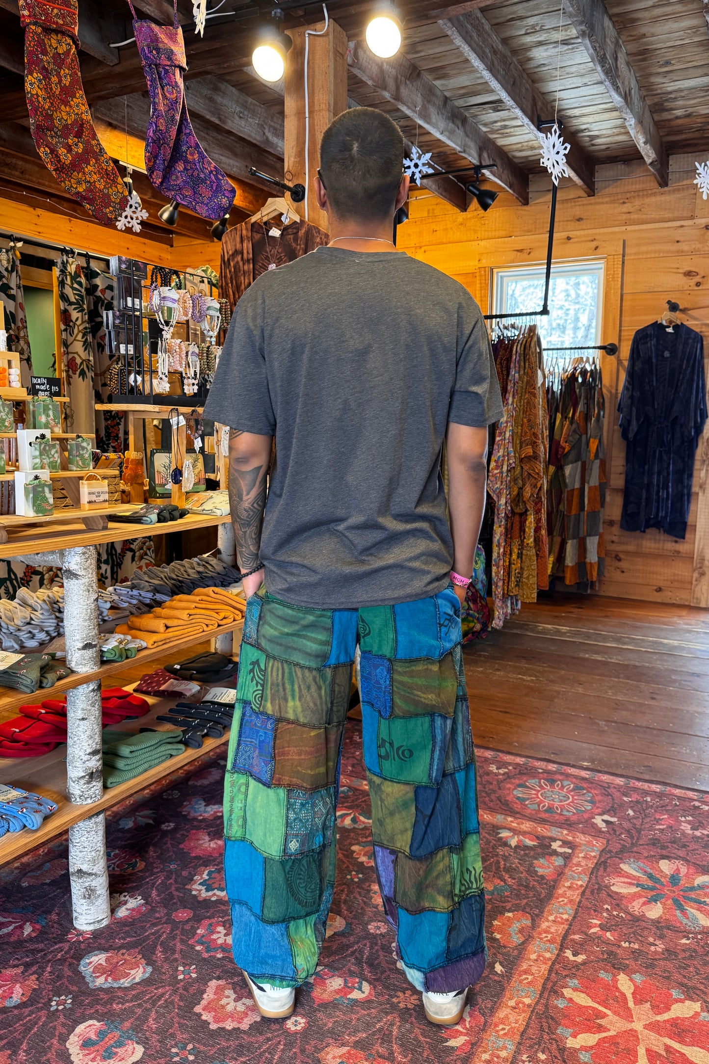 Recycled Patchwork Elastic Waist Joggers