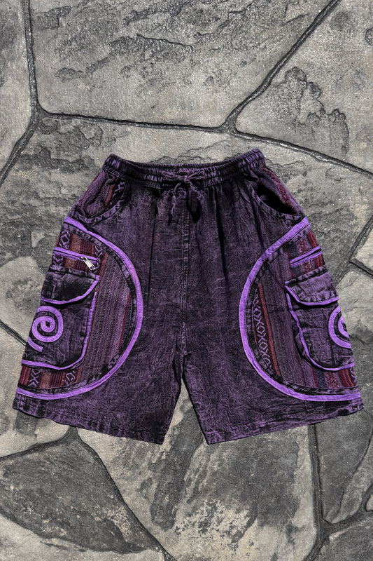 Swirl Detail Pocket Unisex Short in Purple