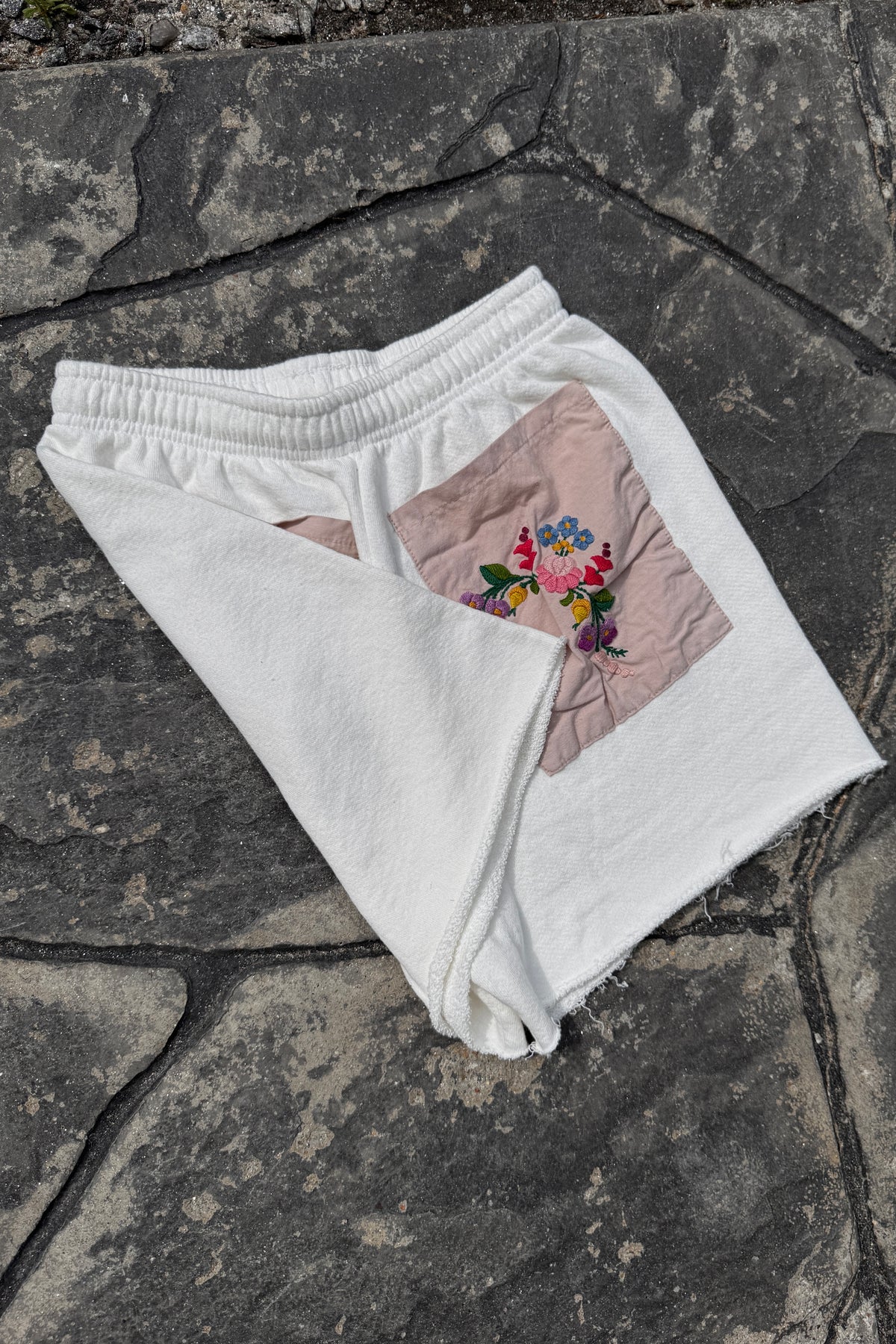 Upcycled Sweat Shorts w/ Embroidered Pockets